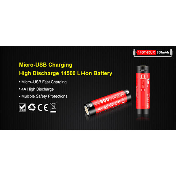 Batteria 14GT-80UR, 800mAh - senza cavo di ricarica Mirco-USB