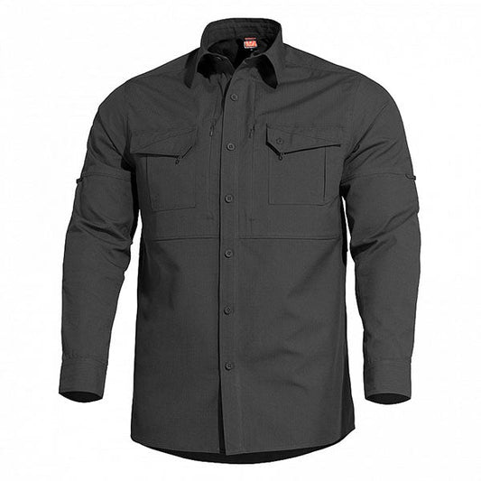 langarm Hemd PLATO SHIRT, ripstop, black