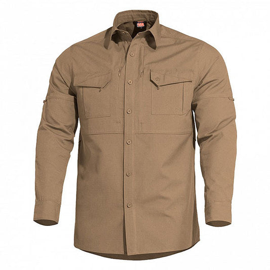 langarm Hemd PLATO SHIRT, ripstop, coyote