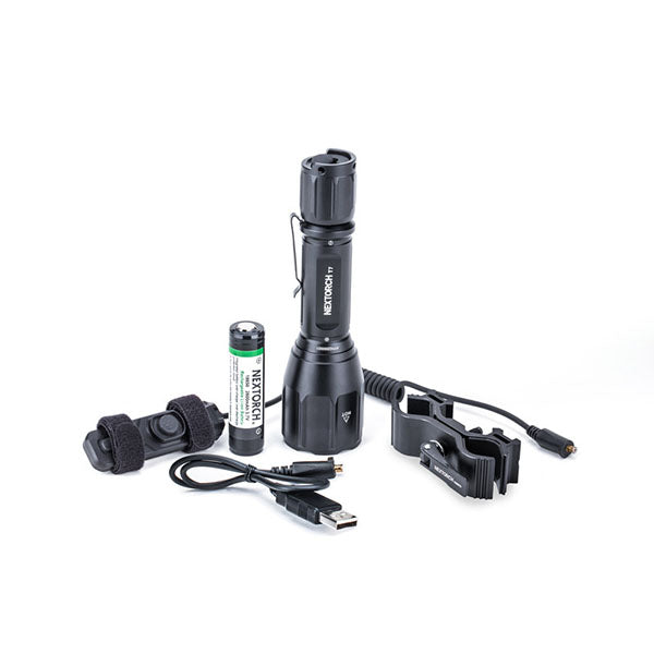 Kit de chasse avec lampe de poche LED T7 SET V2.0, 1 300 lumens (batterie incluse)