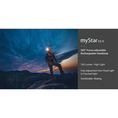 Lampe frontale LED MYSTAR V2.0, 760 lumens (batterie incluse)