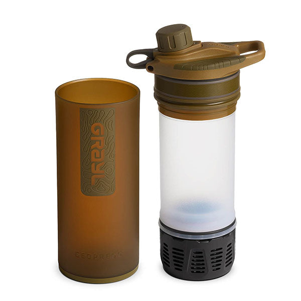 Filtro dell'acqua GEOPRESS PURIFIER BOTTLE, 0,7 L, marrone coyote