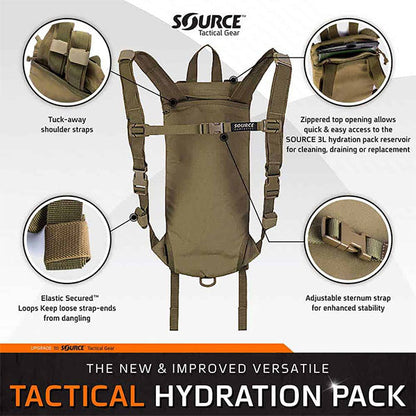 Zaino idratazione tattico TACTICAL 3L, nero