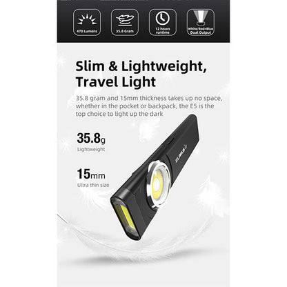 Lampe LED EDC E5, 470 lumens, (batterie incluse), noire