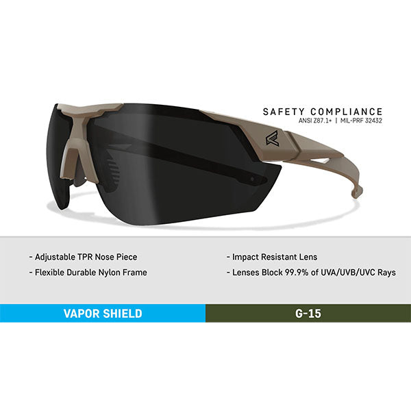 Lunettes de soleil PHANTOM RESQUE, monture Tan499, lentille G-15 Vapor Shield (PR27VS)