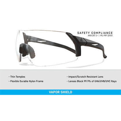 Lunettes de tir URGENT FURY, monture noire, lentille transparente pare-vapeur (UF11VS)