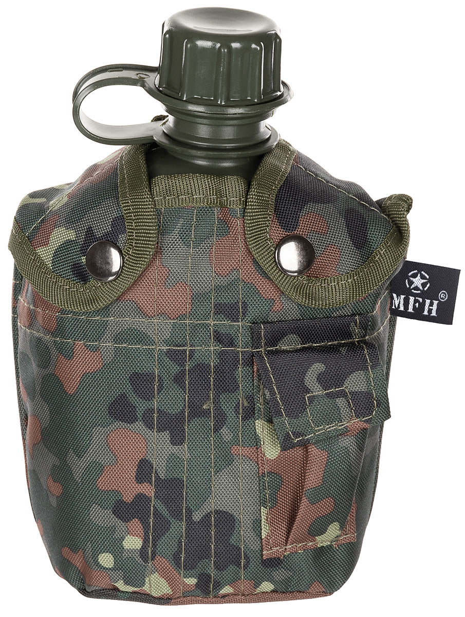 Gourde US en plastique, 1 l, couvercle, camouflage, sans BPA