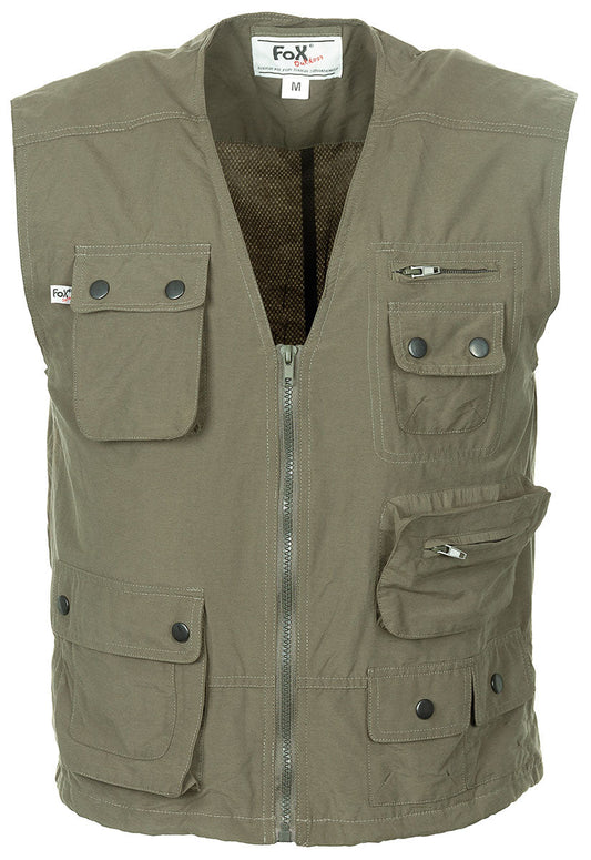 Gilet outdoor, oliva, microfibra