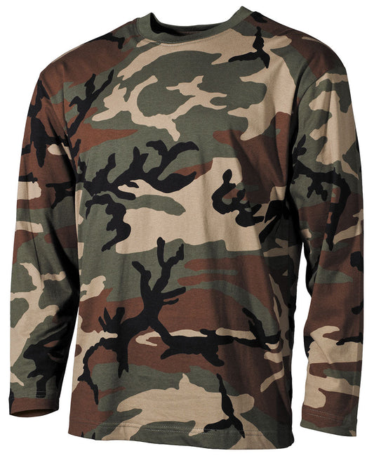 US Shirt, langarm, woodland, 170 g/m²