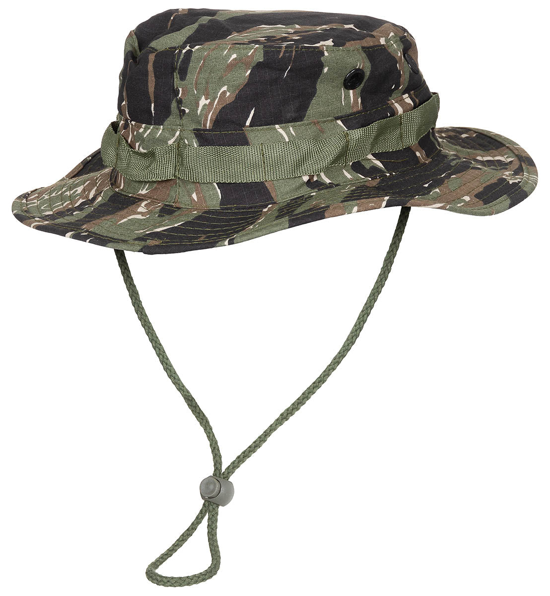 Cappello Bush GI americano, sottogola, boonie GI, rip stop, striscia tigrata