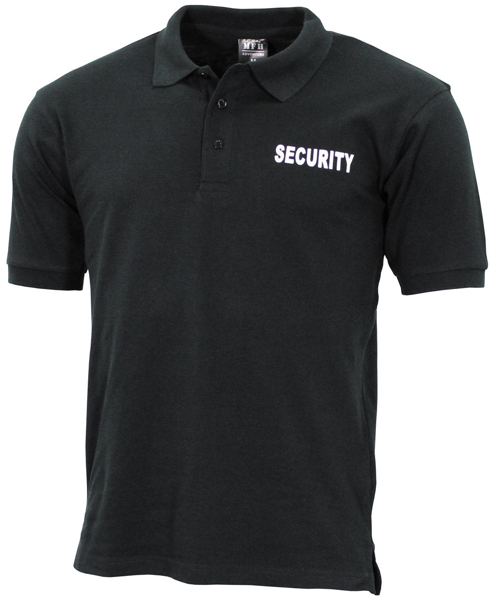 Poloshirt, schwarz, "Security", bedruckt