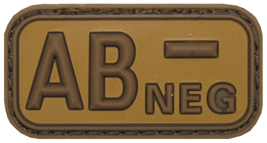 Klettabzeichen, braun-khaki, Blutgruppe "AB NEG", 3D