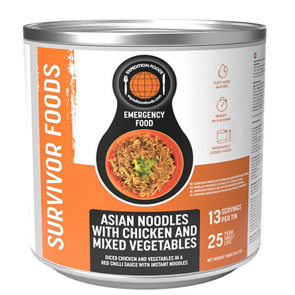 EXPEDITION FOODS, Noodles asiatici con pollo e verdure miste, 13 pasti [senza latticini]