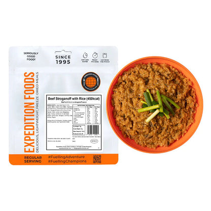 EXPEDITION FOODS, Manzo Alla Stroganoff con Riso (450 kcal) [Senza Glutine]