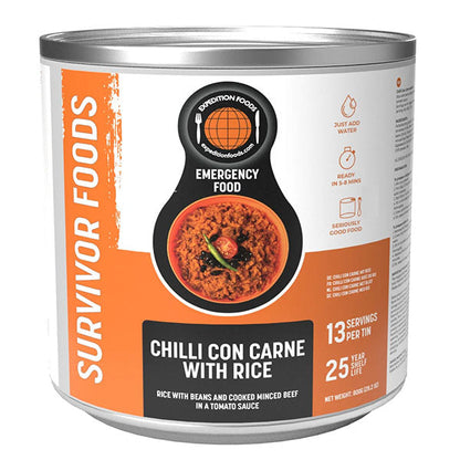 EXPEDITION FOODS, Chille Con Carne avec riz, 13 repas [sans gluten et sans produits laitiers]