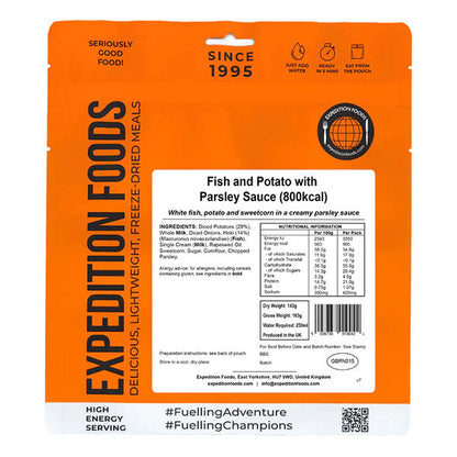 EXPEDITION FOODS, Poisson et Pommes de Terre avec Sauce Persillée (800 kcal) [Sans Gluten]