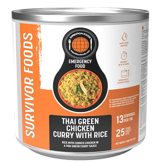 EXPEDITION FOODS, Curry de poulet vert thaïlandais avec riz, 13 repas [sans gluten et sans produits laitiers]