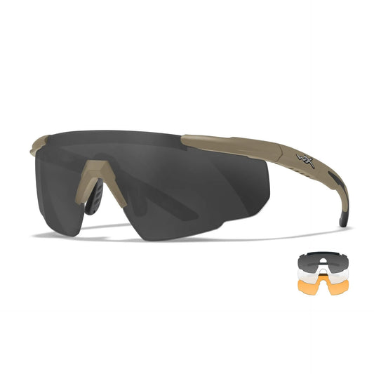 WILEY-X Sonnenbrille SABER ADVANCED, Three Lens Kit, grau/klar/helles orange, matt Tarnfarbe