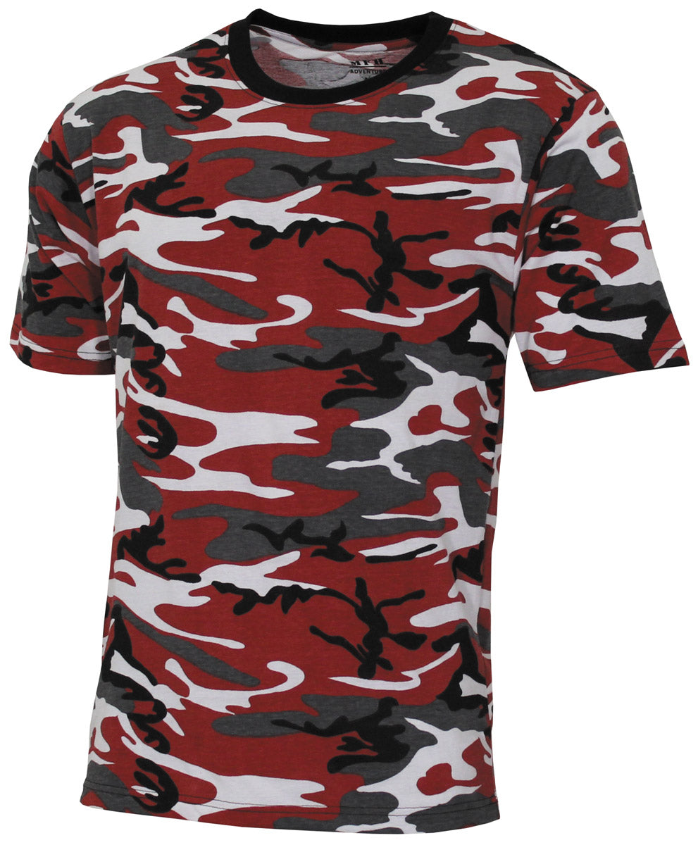 US T-Shirt, "Streetstyle", rot-camo, 140-145 g/m²