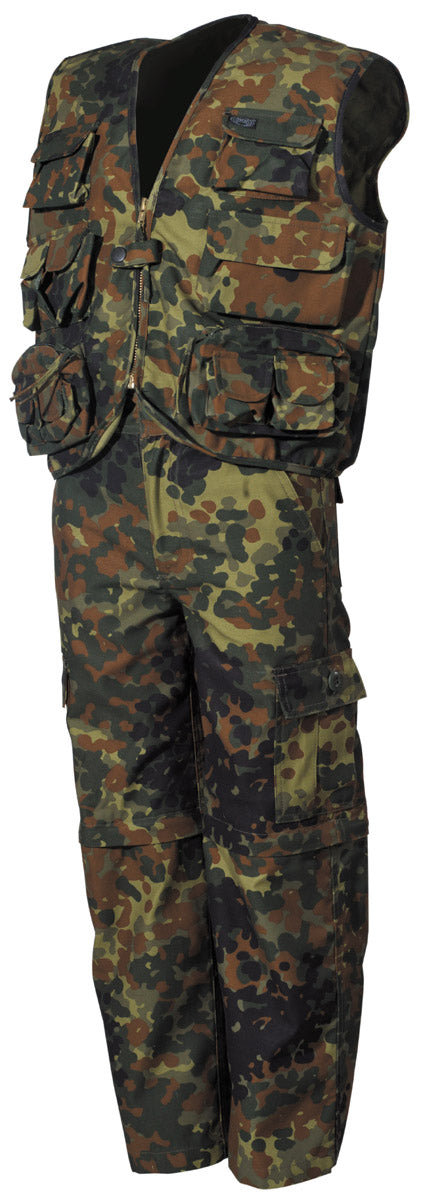 Costume enfant, gilet et pantalon, camouflage, jambes de pantalon amovibles