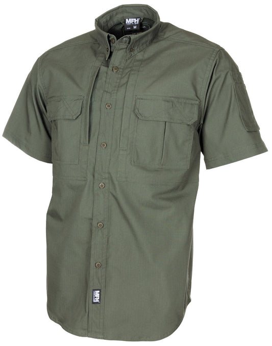 Chemise, "Attack", manches courtes, olive, Téflon, Rip Stop