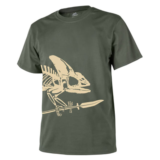 T-SHIRT, FULL BODY SKELETON, vert olive