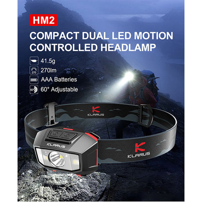 LED Stirnlampe HM2, 270 Lumen mit Motion Controll (exkl. Batterien)