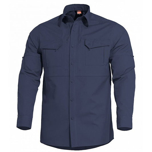 Chemise à manches longues PLATO SHIRT, ripstop, bleu nuit