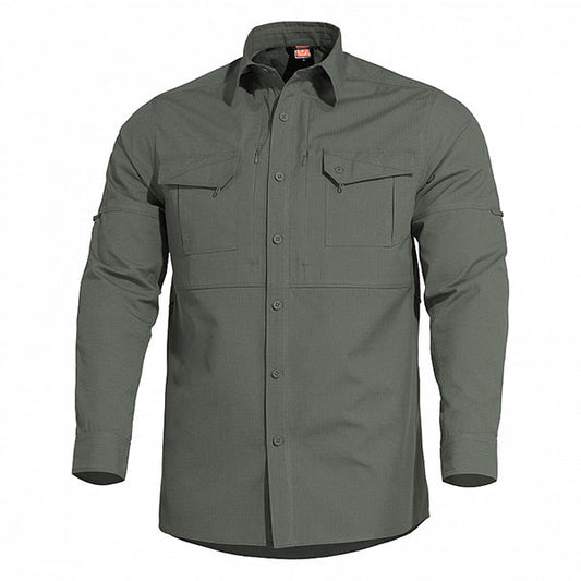 Maglia manica lunga PLATO SHIRT, ripstop, verde mimetico