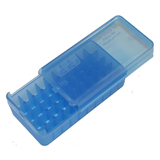 Patronenbox MTM P50-9M-24, clear blue (50x9mm Para)