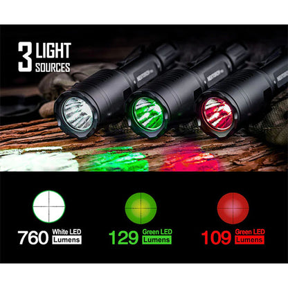 Kit de chasse avec lampe de poche LED T53 SET, 760 lumens, blanc/vert/rouge (batterie incluse)