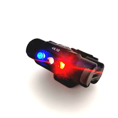 Posizione LED e spia rossa/blu lampeggiante (batterie incluse)