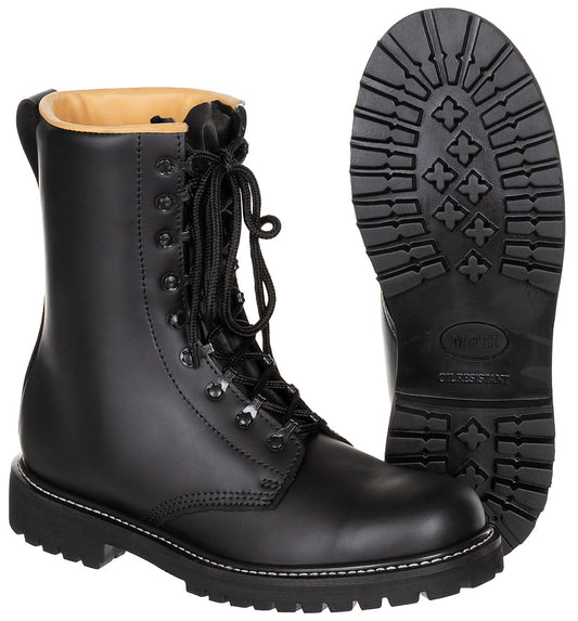 Bottes de combat, cuir complet, bonne qualité, noires