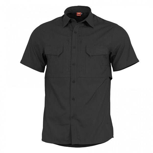 Chemise à manches courtes PLATO SHIRT SHORT, ripstop, noir