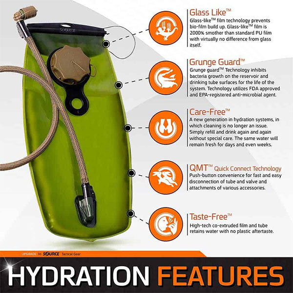 Sac à dos d'hydratation tactique TACTICAL 3L, olive