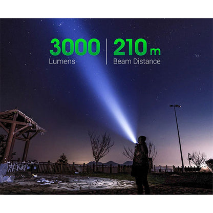 Lampe de poche LED E52C, 3 000 lumens (batterie incluse)