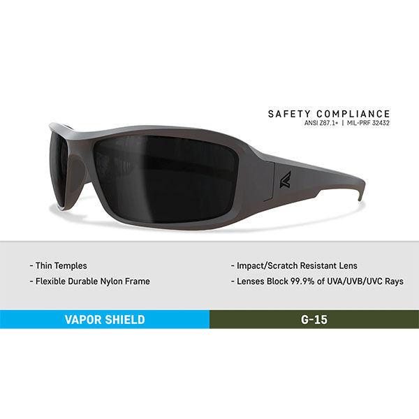 Sonnenbrille HAMEL, GRAY WOLF SOFT TOUCH MATTE GRAY THIN TEMPLE FRAME, G-15 Vapor Shield Lens (XH62-G15-TT)