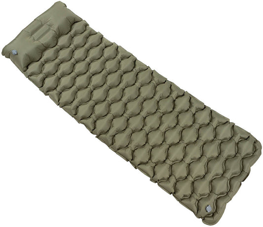 Matelas de couchage gonflable avec tête de lit, olive