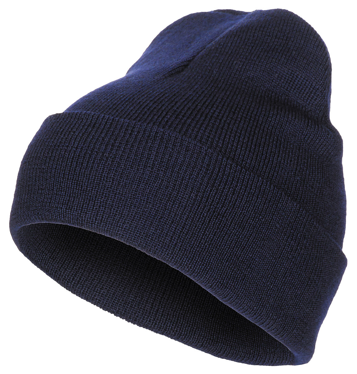 Bonnet roulé, 100% laine, maille fine, bleu