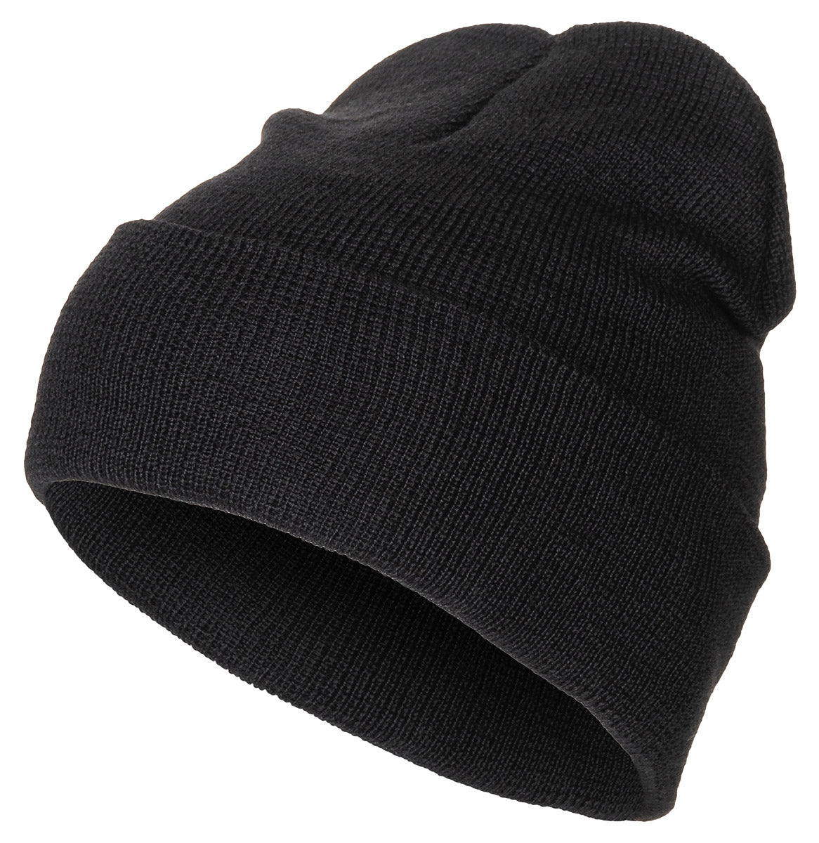 Bonnet roulé, 100% laine, maille fine, noir