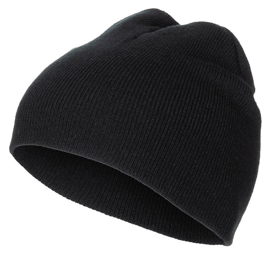 Bonnet tricoté, "Beanie", noir, finement tricoté, court