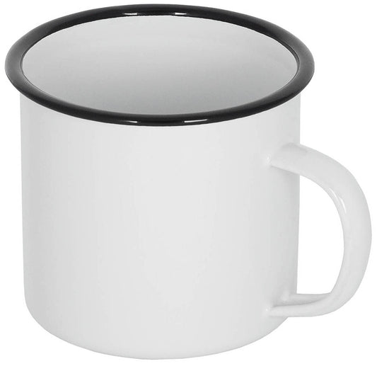 Tasse en émail, blanc-noir, environ 350 ml