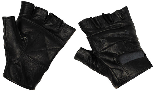 Gants en cuir, sans doigts, "Deluxe", noirs