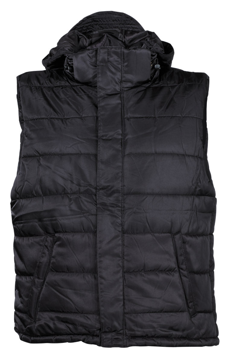 Gilet noir, doublé, avec capuche amovible