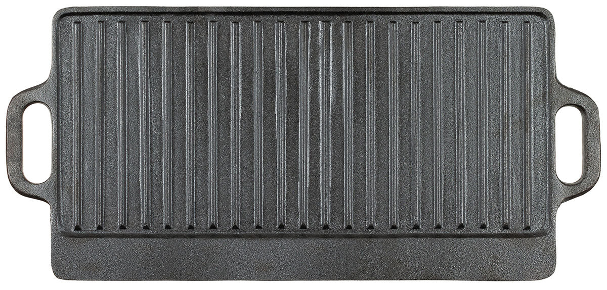 Grillplatte, Gusseisen,  2 Griffe, ca. 50 x 23 x 1,5 cm