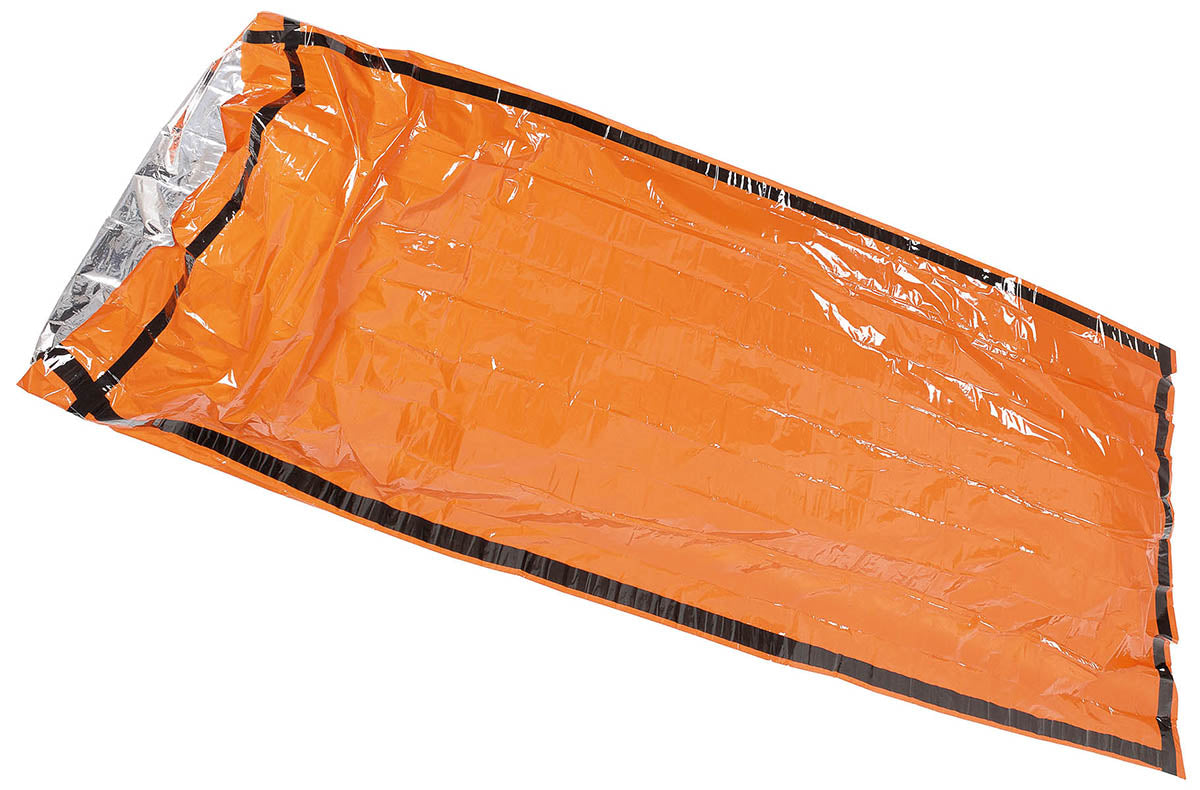 Sac de bivouac d'urgence, orange, revêtement aluminium sur une face