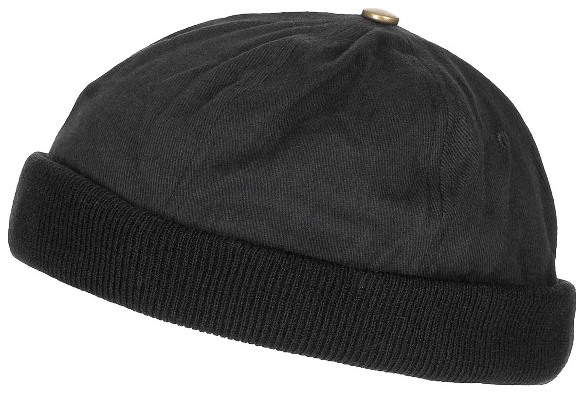 Casquette, sans visière, noire, fermeture Velcro