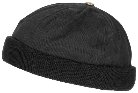 Casquette, sans visière, noire, fermeture Velcro