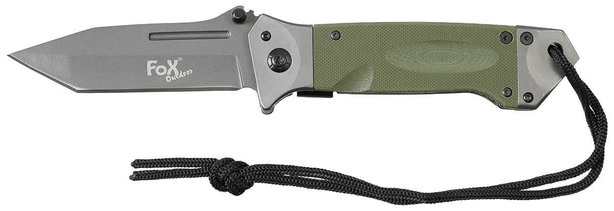 Couteau pliant, olive une main, manche G10