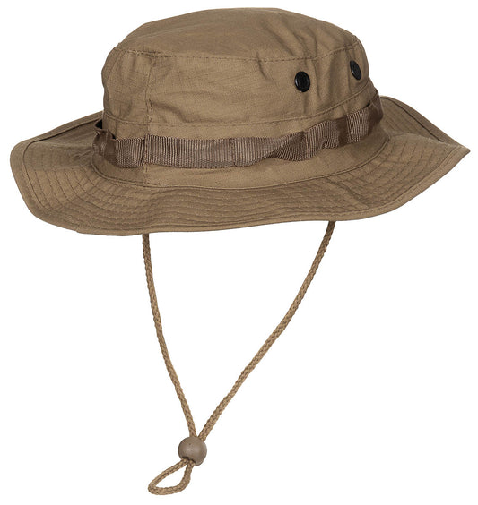 Cappello da bush GI americano, sottogola, boonie GI, rip stop, abbronzatura coyote